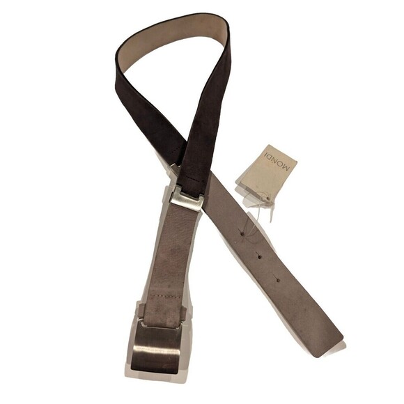 Vintage 80s Deadstock‎ Mondi Two-tone Suede Belt NWT Small Silver Accents - Picture 1 of 8